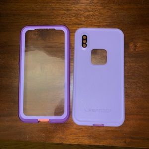 iphone X purple & peach life proof case